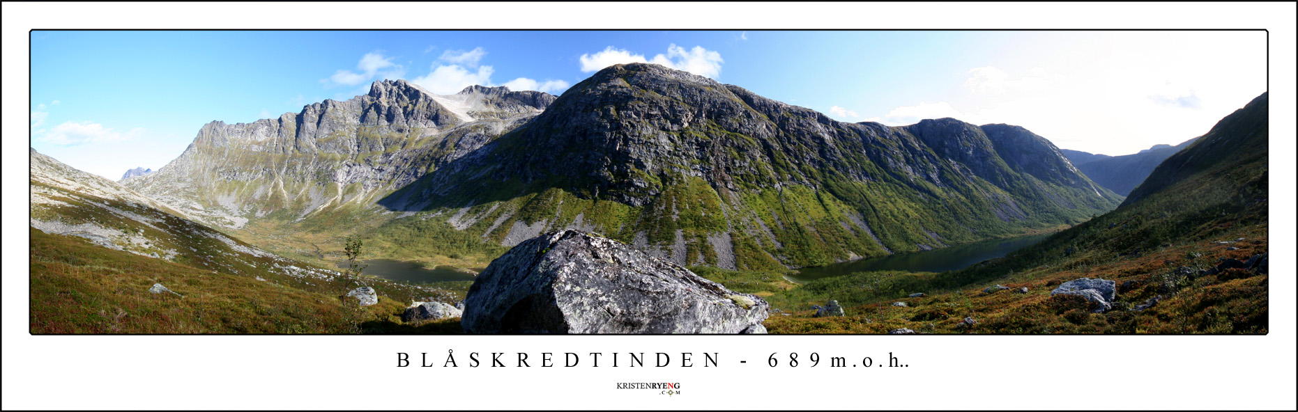 Panorama-Blaskredtinden3.jpg - Utsikt fra Blåskredtinden mot Middagstind og Skitentind (Alle på Kvaløya)