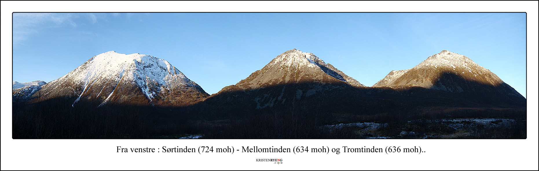 Panorama-SortindenMellomtindenogTromtinden.jpg - Panorama fra Tromvik. Tre små kjemper som alle byr på fantastisk utsikt.