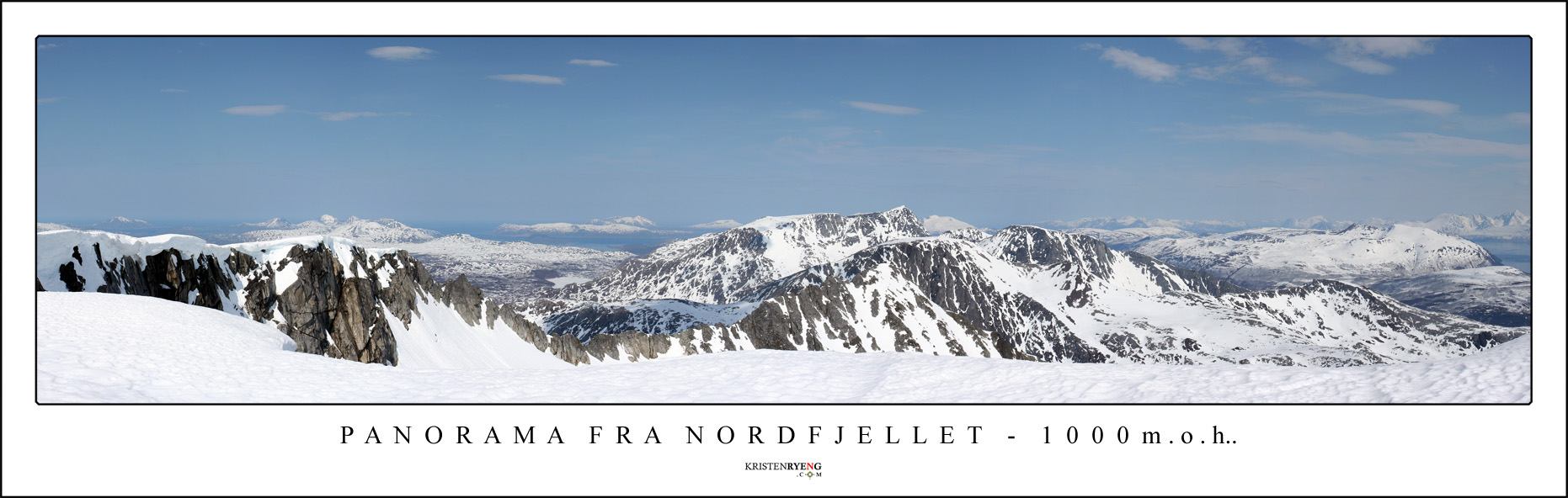 PanoramaFraNordfjellet.jpg - Utsikt mot nord fra Nordfjellet (1000 moh) på Ringvassøy. Bildet er tatt 15. mai 2010 i strålende sol og sommertemperaturer på rundt 20 grader.